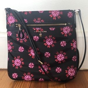 Michael Kors Floral Black and Pink Crossbody Bag